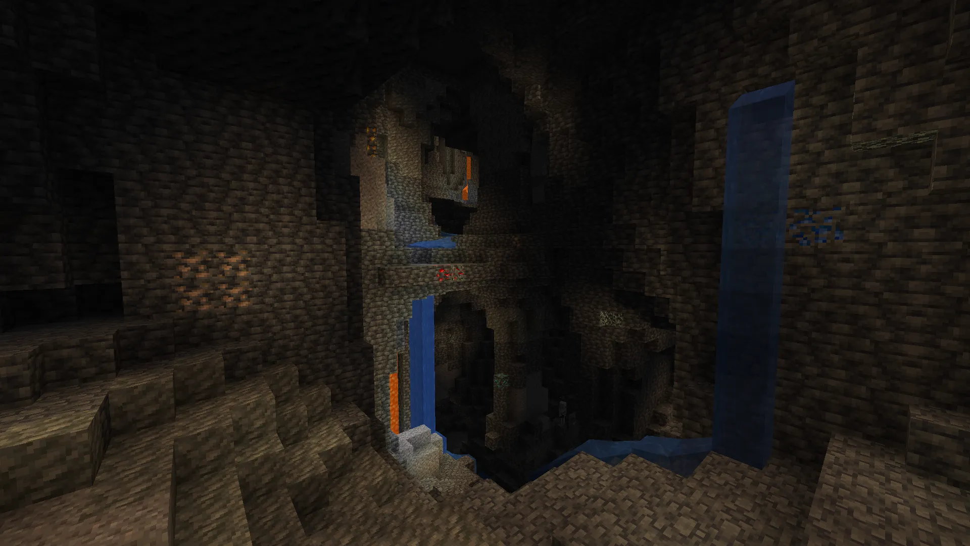 Minecraft cave system — caves were one of the features disabled in the PE v0.7.0 build